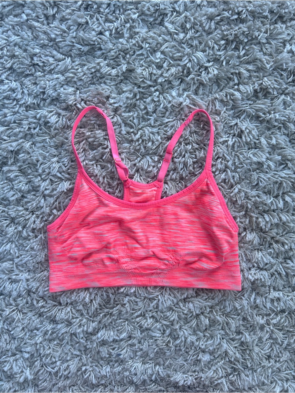 MTA Sport Neon Coral Seamless Racerback Sports Bra